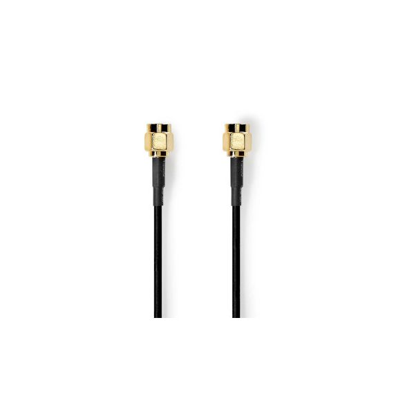 SMA Cable | SMA Male | SMA Male | Gold Plated | 50 Ohm | Single Shielded | 2.00 m | Round | PVC | Black | Label NECSGL02000BK20 Nedis
