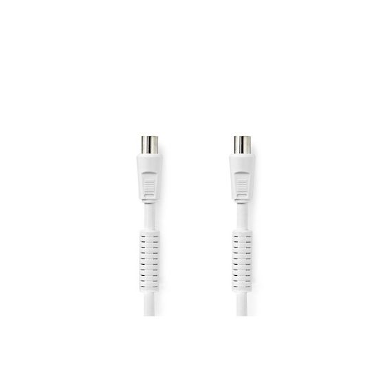 Coax Cable | IEC (Coax) Male | IEC (Coax) Female | Nickel Plated | 120 dB | 75 Ohm | Quad Shielded | 15.0 m | Round | PVC | White | Label NECSGL40020WT150 Nedis