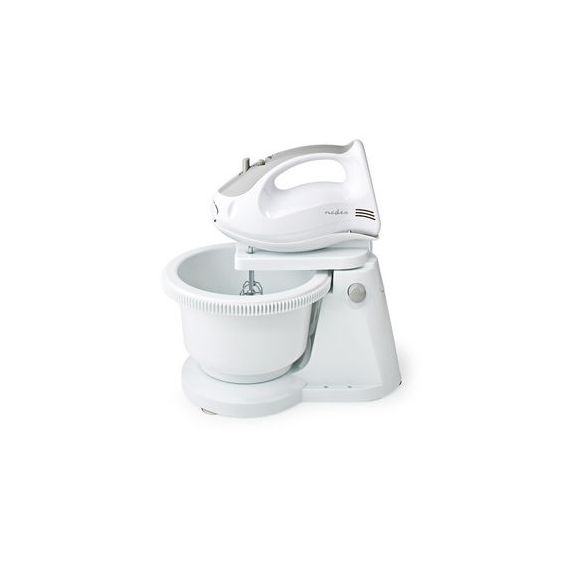 Hand Mixer | 200 W | 5-Speed Setting | Turbo function | Turning Bowl / 2 Beaters / 2 Dough Hooks | Grey / White NEKAHM110CWT Nedis