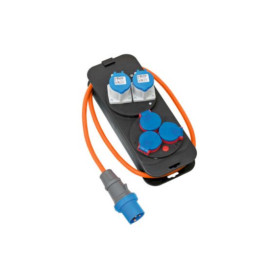 Camping distribution box with CEE plug / Brennenstuhl power distributor 16A for camping and permanent outdoor use IP44 (Camping power distributor with 1.50 m cable in orange ) NE1151600030 Brennenstuhl