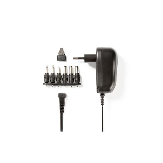 Universal AC Power Adapter | 12 W | 3 - 12 V DC | 1.80 m | 2.0 A | 6 plug(s) | Black NEACPA001 Nedis