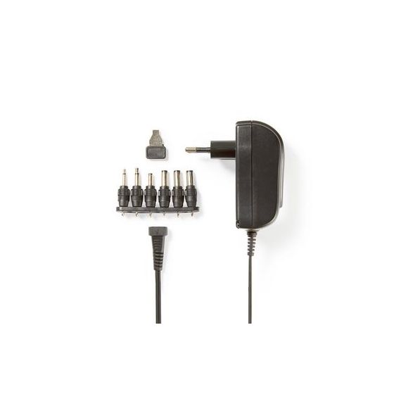 Universal AC Power Adapter | 18 W | 3 - 12 V DC | 1.80 m | 1.5 / 2.1 A | 6 plug(s) | Black NEACPA002 Nedis