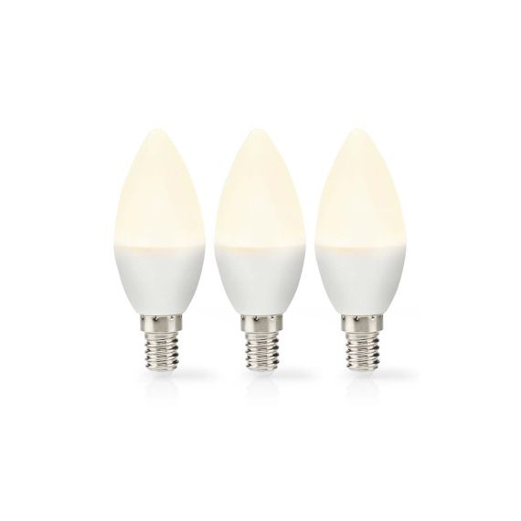 LED Bulb E14 | Candle | 4.9 W | 470 lm | 2700 K | Warm White | Frosted | 3 pcs NELBE14C352P3 Nedis