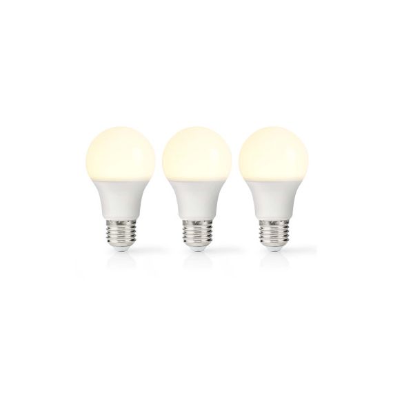 LED Bulb E27 | A60 | 8.0 W | 806 lm | 2700 K | Warm White | Retro Style | Frosted | 3 pcs NELBE27A602P3 Nedis