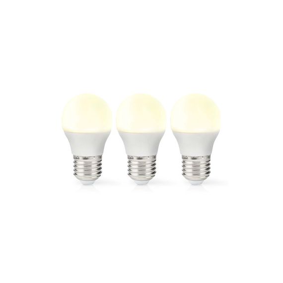 LED Bulb E27 | G45 | 4.9 W | 470 lm | 2700 K | Warm White | Retro Style | Frosted | 3 pcs NELBE27G452P3 Nedis