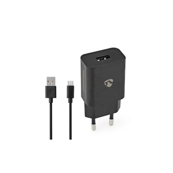 Wall Charger | 12 W | Quick charge feature | 1x 2.1 A | Number of outputs: 1 | USB-A | Micro USB (Loose) Cable | 1.00 m | Single Voltage Output NEWCHAM213ABK Nedis