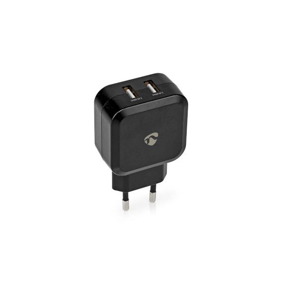 Wall Charger | 24 W | Quick charge feature | 2x 2.4 A | Number of outputs: 2 | 2x USB-A | No Cable Included | Single Voltage Output NEWCHAU484ABK Nedis