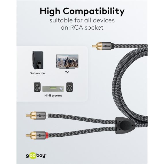 Cavo 1 a 2 RCA, [TechdatCableLunghezza del cavo] m WE65303 Goobay