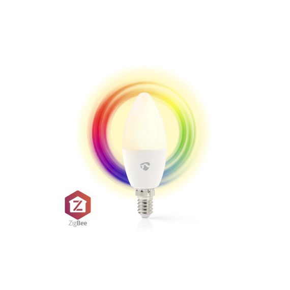 SmartLife Full Colour LED Bulb | Zigbee 3.0 | E14 | 470 lm | 4.9 W | RGB / Warm to Cool White | 2200 - 6500 K | Android / IOS | Candle | 1 pcs NEZBLC10E14 Nedis