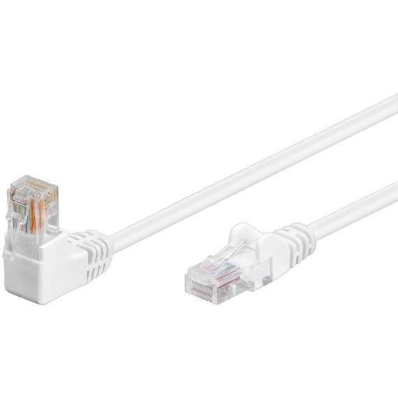 CAT 5e cavo patch 1x 90° angolato U/UTP, bianco, 1 m WE94163 Goobay