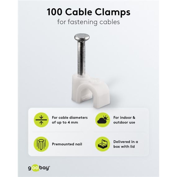 Chiodini fissacavo 4 mm, bianco WE17076 Goobay