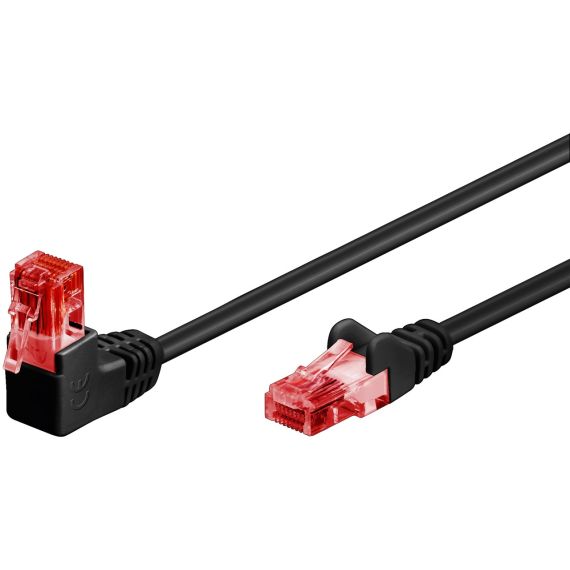 CAT 6 cavo patch 1x 90° angolato U/UTP, nero WE51513 Goobay