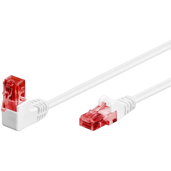 CAT 6 cavo patch 1x 90° angolato U/UTP, bianco WE51520 Goobay