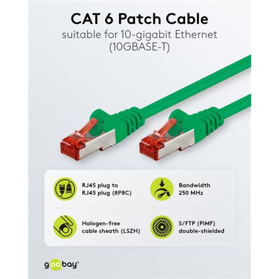 CAT 6 cavo patch, S/FTP (PiMF), Verde, 0,25 m WE93213 Goobay