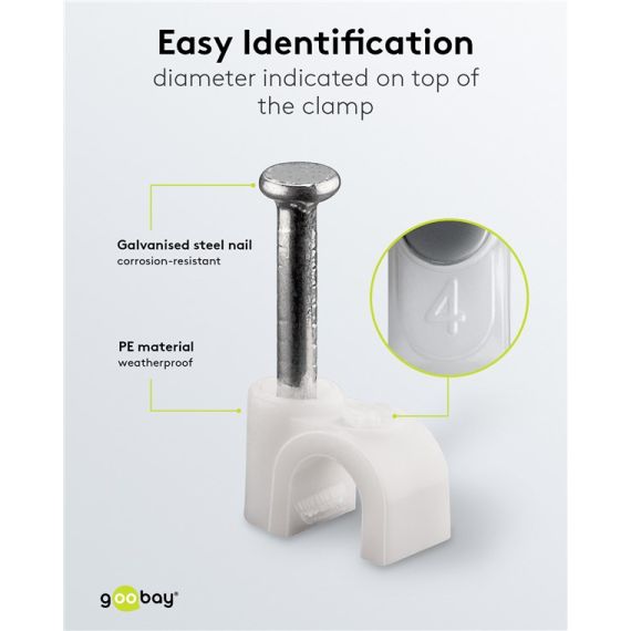 Chiodini fissacavo 4 mm, bianco WE17076 Goobay