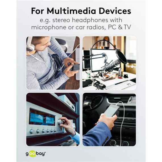 Cavo di prolunga per cuffie e audio AUX, 4 pin 3,5 mm slim, CU WE62361 Goobay