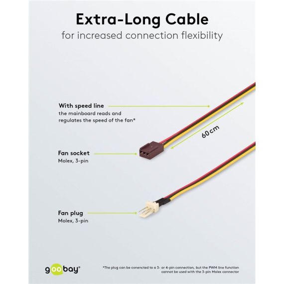 Cavo di alimentazione per ventola PC, estensione da 3 pin a 3 pin WE93876 Goobay