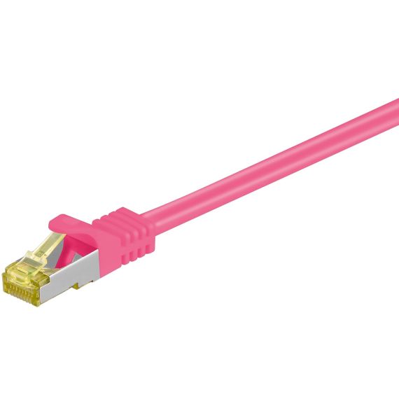 RJ45 cavo patch CAT 6A S/FTP (PiMF), 500 MHz, con cavo grezzo CAT 7 , magenta WE91569 Goobay