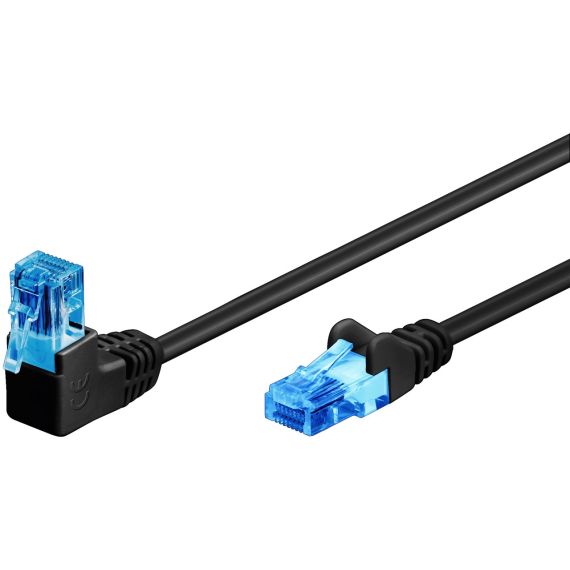 CAT 6A cavo patch 1x 90° angolato U/UTP, nero WE51528 Goobay