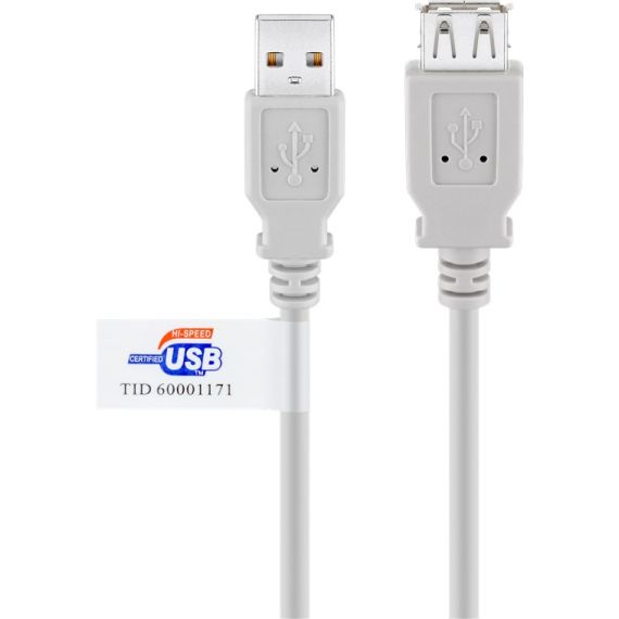 Cavo prolunga USB tipo A 2.0 ad alta velocità con certificazione USB, Grigio WE68914 Goobay