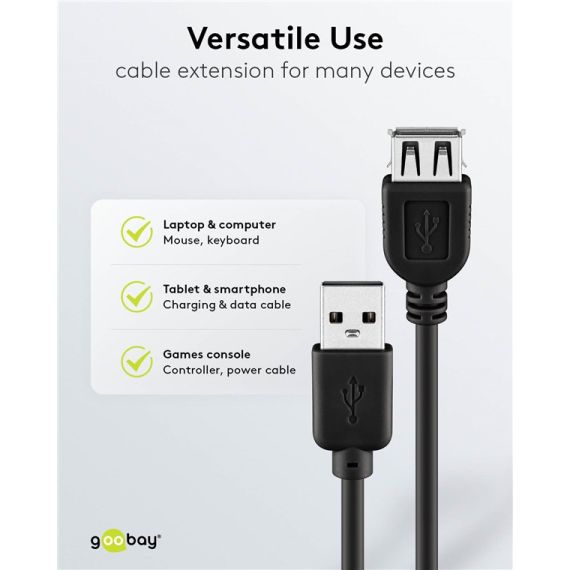 Cavo prolunga USB 2.0 ad alta velocità, nero WE68904 Goobay