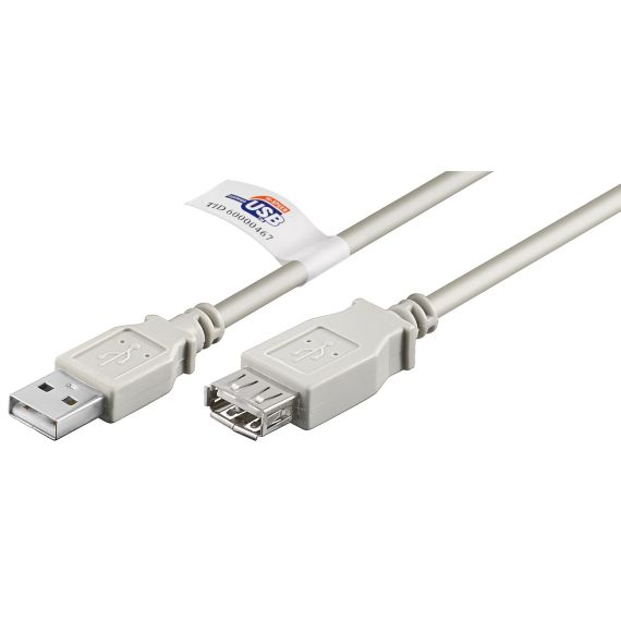 Cavo prolunga USB tipo A 2.0 ad alta velocità con certificazione USB, Grigio WE68914 Goobay