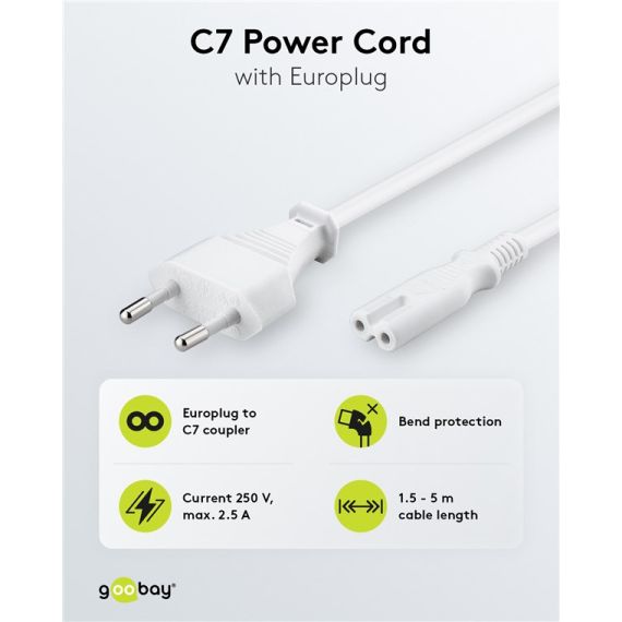 Cavo di collegamento con eurospina, 1,5 m, bianco WE51326 Goobay