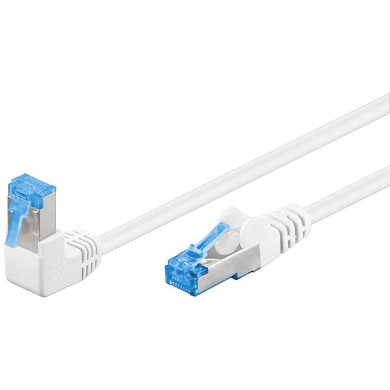 CAT 6A cavo patch 1x 90° angolato S/FTP (PiMF), bianco WE51564 Goobay