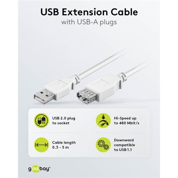 Cavo prolunga USB 2.0 ad alta velocità, bianco WE96199 Goobay