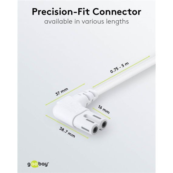 Cavo di collegamento Euro plug angolato alle due estremità, 1 m, bianco WE97347 Goobay