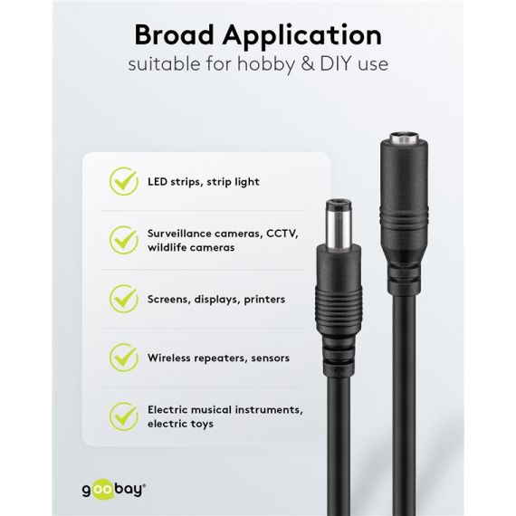 Cavo di prolunga DC, 3 m, nero WE71399 Goobay