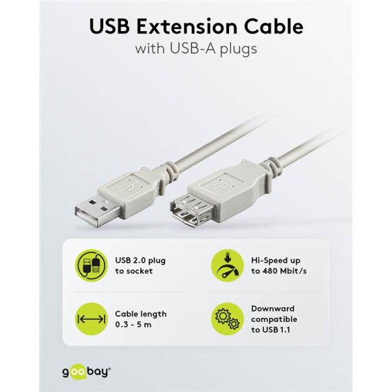 Cavo prolunga USB 2.0 ad alta velocità, grigio WE69621 Goobay