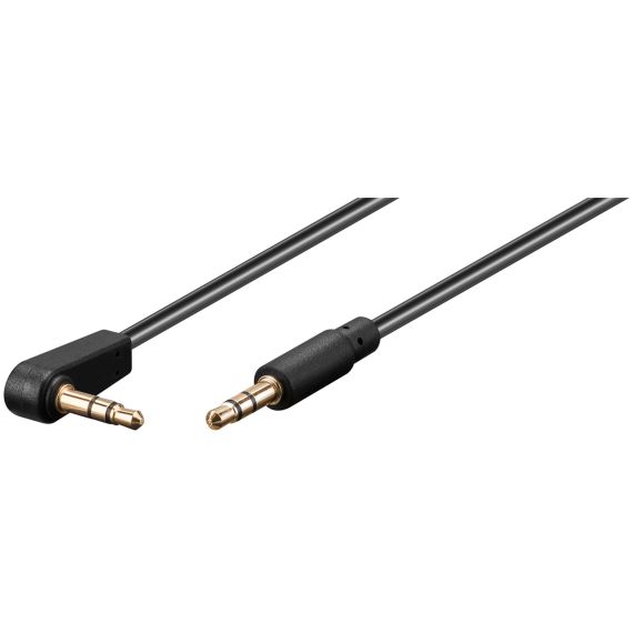 Cavo di collegamento audio AUX, 3,5 mm stereo a 3 pin, sottile, CU, angolato WE59525 Goobay