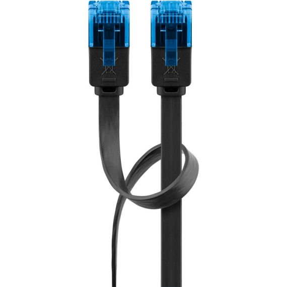 CAT 6A cavo patch piatto, U/UTP, nero WE96334 Goobay