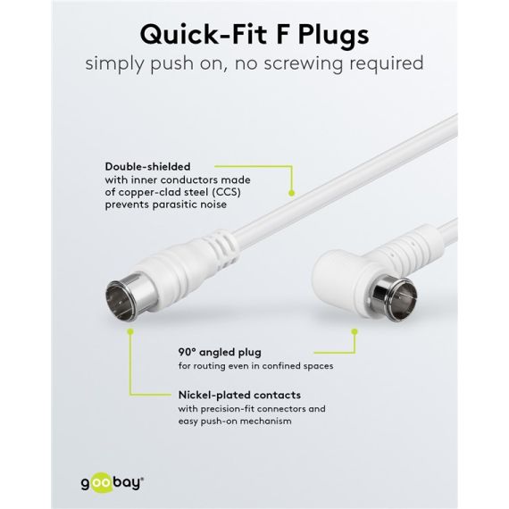 Cavo antenna SAT angolato (80 dB), doppia schermatura WE67348 Goobay