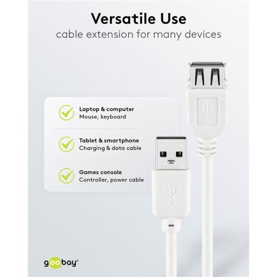 Cavo prolunga USB 2.0 ad alta velocità, bianco WE96199 Goobay