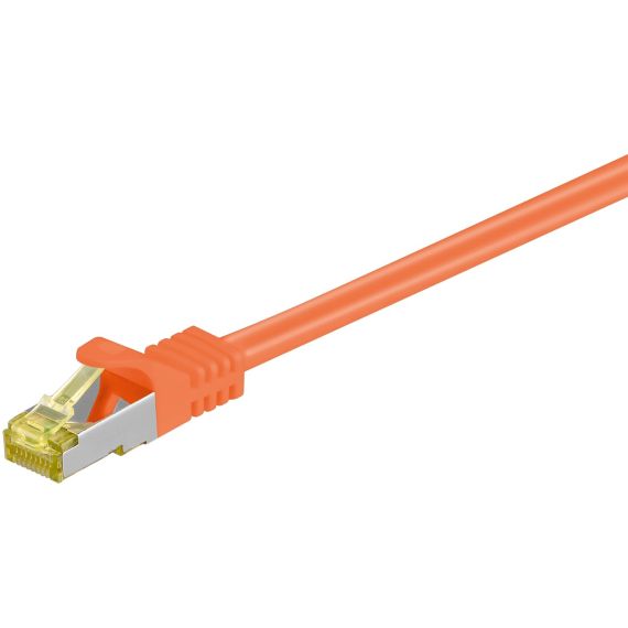 RJ45 cavo patch CAT 6A S/FTP (PiMF), 500 MHz, con cavo grezzo CAT 7 , arancione WE91606 Goobay