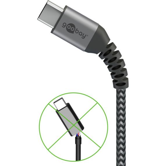 Cavo tessile da USB-C a USB-C con connettori in metallo 0,5 m WE49301 Goobay