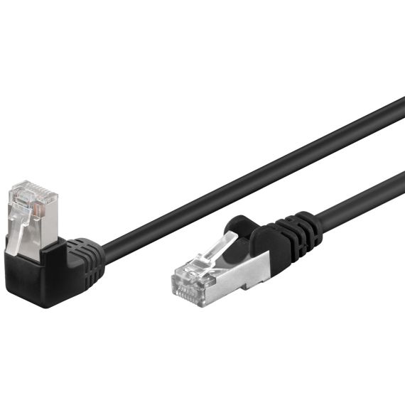 CAT 5e cavo patch 1x 90° angolato F/UTP, nero, 5 m WE94190 Goobay