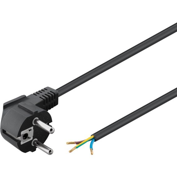 Cavo di contatto di protezione angolato per il montaggio, 2 m, nero WE50083 Goobay