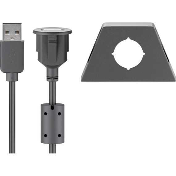 Cavo prolunga USB tipo A 2.0 con supporto con supporto di montaggio, nero WE93351 Goobay