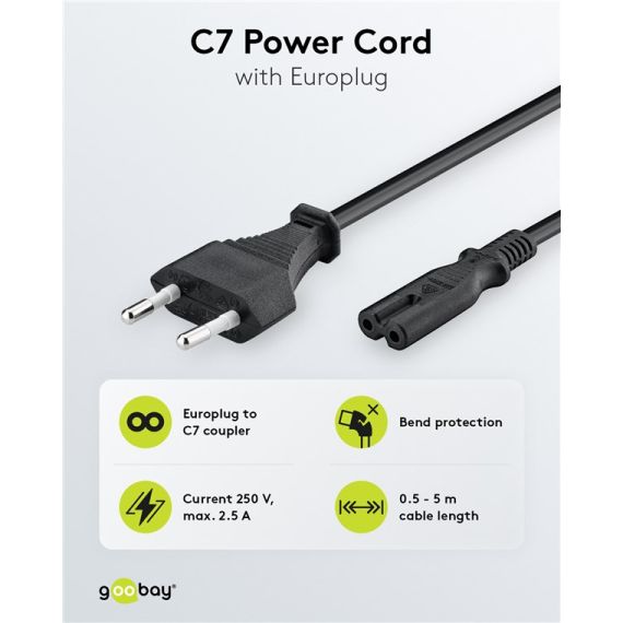 Cavo di collegamento con eurospina, 1,3 m, nero WE59567 Goobay