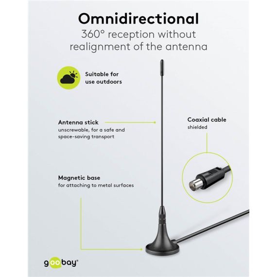 Mini antenna magnetica passiva DVB-T2 (HD) WE67090 Goobay