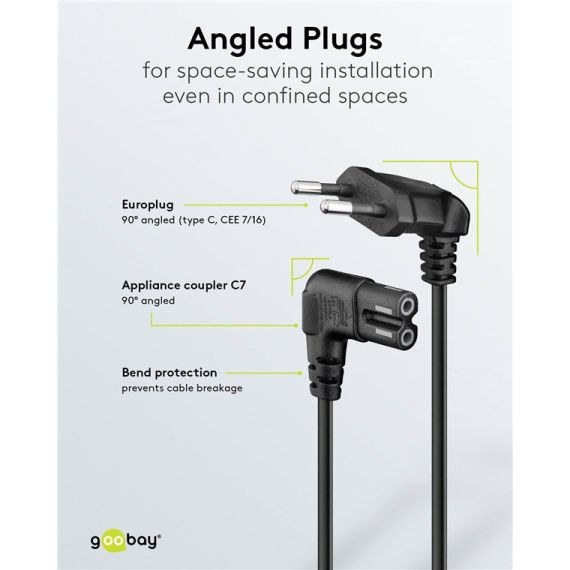 Cavo di collegamento con eurospina, angolo, 3 m, nero WE97354 Goobay