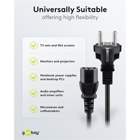 Cavo di collegamento del dispositivo freddo, 1,5 m, nero WE68605 Goobay