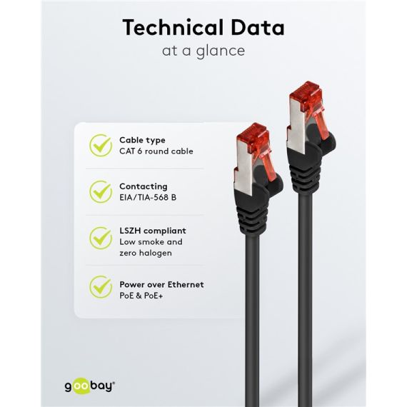CAT 6 cavo patch, S/FTP (PiMF), nero, 5 m WE68700 Goobay