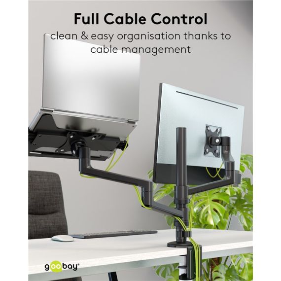 Supporto per laptop Deluxe per braccio di monitor, nero WE70818 Goobay