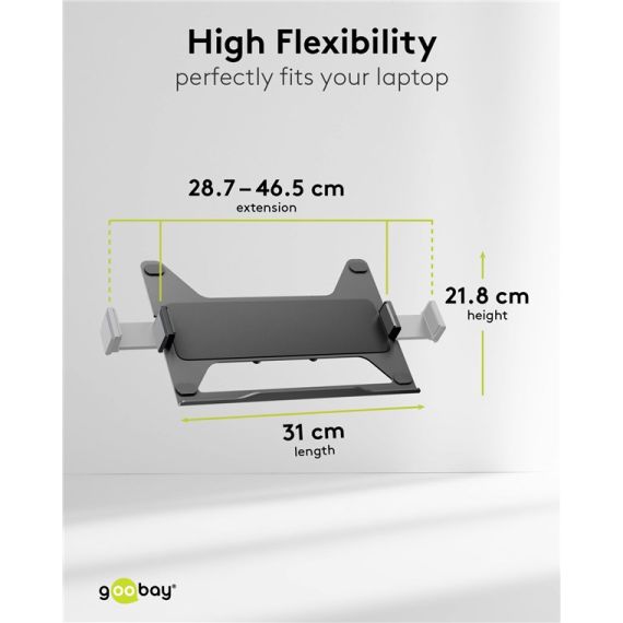Supporto per laptop Deluxe per braccio di monitor, nero WE70818 Goobay