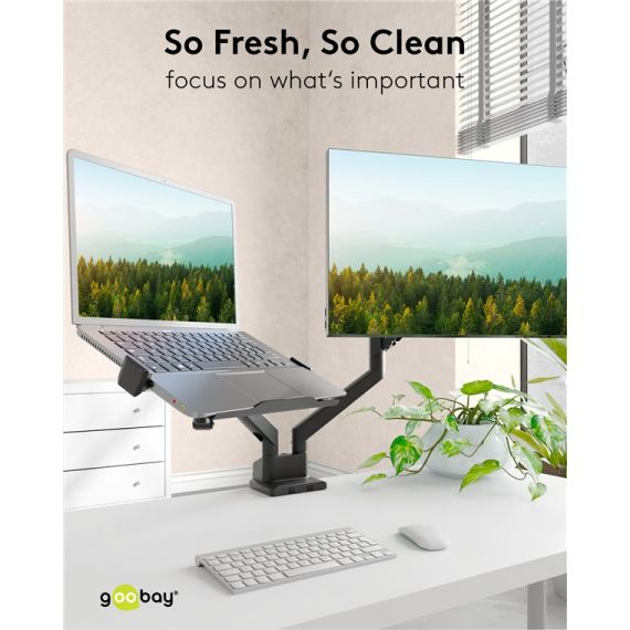 Supporto per laptop Deluxe per braccio di monitor, nero WE70818 Goobay