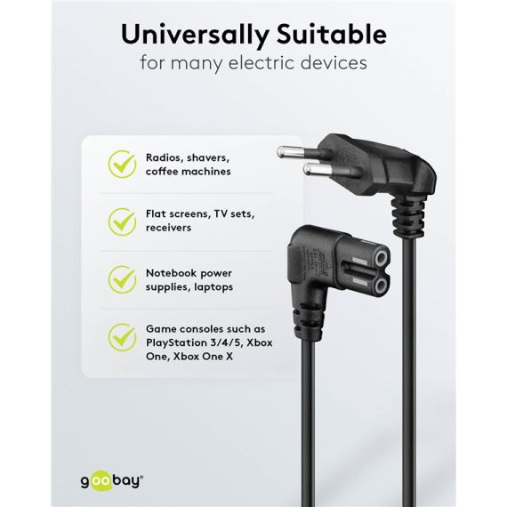 Cavo di collegamento con eurospina, angolo, 3 m, nero WE97354 Goobay